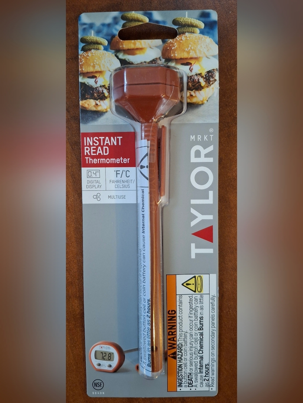 Taylor 9840 Red Digital Instant Read Pocket Cooking Thermometer - NEW